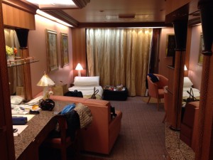 Cruise ships vary greatly on room appearance- just know it will be small. This particular ship was not our favorite but fine nonetheless.